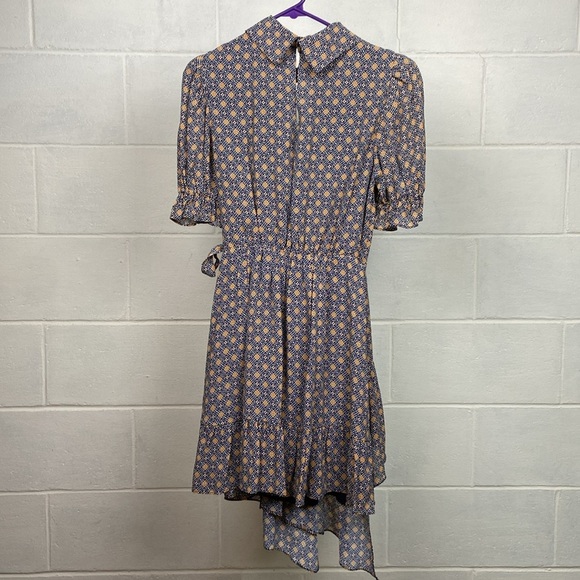 NWOT LENON Women's Sample Wrap Dress- Puff Sleeves Asymmetrical Tie Waist Floral - Picture 5 of 7